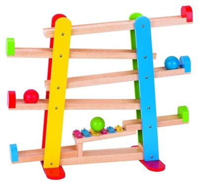 GoKi 53825/bola de Metal Pista de Madera con xilófono Juego, Multicolor