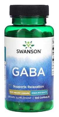 Swanson - GABA 500 mg | Calmante natural para la reducción del estrés, Ácido Gamma Aminobutírico - 100 cápsulas