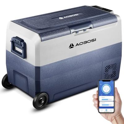 AAOBOSI Glaciere a Compression 50l, Glaciere Electrique Double Zone WiFi APP, 12 V/24 V et 100-240 V Frigo Camping, -20 ℃ à 20 ℃, pour Voiture, Camion, Bateau, Camping, Car, Caravanes,Voyageant,Maison