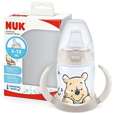 NUK First Choice Learner Cup Sippy Cup | 6-18 maanden | Temperatuurregeling | Lekvrije siliconen tuit | Anti-Colic Vent | BPA-vrij | 150ml