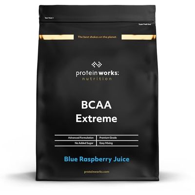Protein Works - BCAA Extreme Powder | 6000mg BCAAs Per Serving | 4:1:2 Ratio | Branched Chain Amino Acid Supplement | Promote Muscle Synthesis | 27 Servings | Blue Raspberry