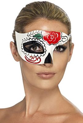 Smiffys 44279 Dag van het Dode Halve Oogmasker (Een Grootte)
