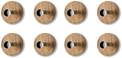 HAKU Mobel Set of 8 Wardrobe Knobs Chrome, Wild Oak, Mdf, Metal - Size: D 5 cm X Ø 7 cm, Style: Modern