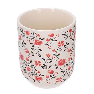 Vacchetti 5861620000 Verre Céramique Blanc avec Fleurs Rouge Rond