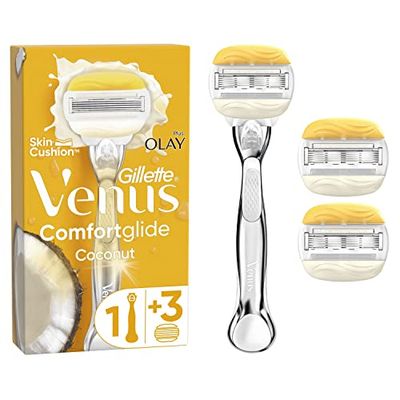 Gillette Venus Comfortglide Coconut plus Olay Women's Razor- 3 Blades, 5 blades for a smooth, close shave that lasts