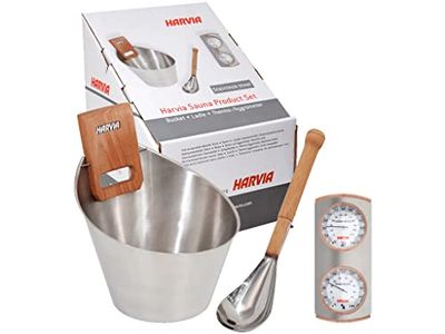 Harvia SN-SA006 - Kit secchio con mestolo, igrometro, termometro, per sauna