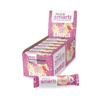 PhD Nutrition Smart Mini Protein Bar Low Calorie, Nutritional Protein Bars/Protein Snacks, High Protein Low Sugar, Birthday Cake Flavour, 10g of Protein, 32g Bar (24 Pack)