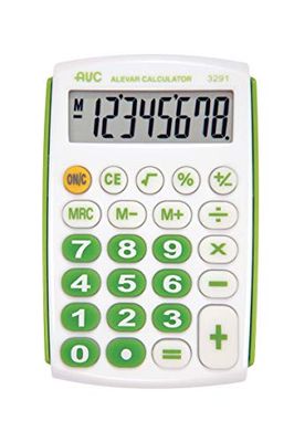 Alevar AVC Calcolatrice Tascabile 8 Cifre con Tasti in Gomma, Formato 62x97x11 mm, Colore Verde, Confezione da 1 Pezzo