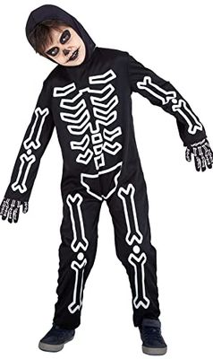 Rubies Costume Ossa Glow in Dark per bambino e bambina, Tuta, guanti e capello, Costumi Scheletro per Halloween, Carnevale, Cosplay