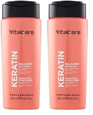 Vitalcare | Keratin - Balsamo Capelli Rinforzante, per Capelli Fragili e Stressati, con Cheratina e Arginina, Aiuta a Rigenerare e Proteggere la Fibra dei Capelli, 250 ml (Confezione da 2)