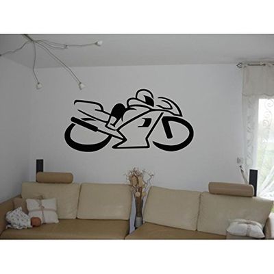 Tatoutex Stickers Silhouette de Moto de Course - Vert Lime, L 40cm x H 20cm