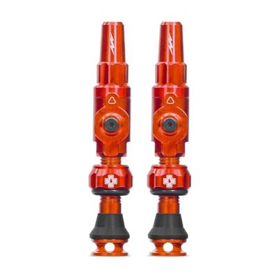 Muc-Off Big Bore Lite Tubeless Valves, Orange 35mm - Precision Engineered Dust Caps for Bikes with Revolutionary Airflow Technology - Presta Valve Caps for Tubeless MTB/Road/Gravel Bikes