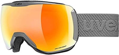 Uvex Downhill 2100 Cv - Masque de Ski pour Hommes et Femmes - à Contraste Élevé - Sans Distorsion et Anti-Buée - Rhino/Orange-Orange - Taille unique