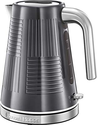 Russell Hobbs Bollitore Elettrico - 1,7 L, 2400 W - Acciaio Inox Grigio; Funzione di Ebollizione Rapida; Filtro Anticalcare; Indicatore Livello Acqua; Apertura Automatica del Coperchio, Geo 25240-70