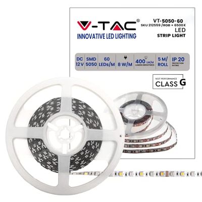 V-TAC Striscia Led da Interno SMD 2835 5W - 5 Metri - Striscia LED Adesiva per Casa, Cucina, Camera, Ambienti Interni - Colore della Luce Bianca Calda 3000k - Strisce LED Alta Luminosità - 12V