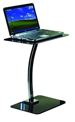 Vida Designs Vierkant Computer Notebook TV Bureau/Laptopstandaard, Glas, Zwart