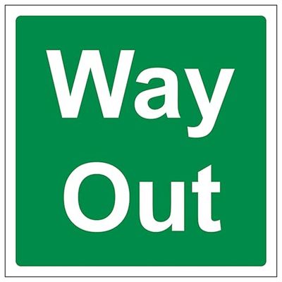 V Safety Way Out Panneau de sécurité carré en aluminium composite 3 mm 150 x 150 mm