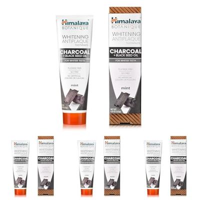 Himalaya, Whitening Antiplaque Toothpaste, Charcoal + Black Seed Oil, Mint, 4.0 oz (113 g) (Confezione da 4)