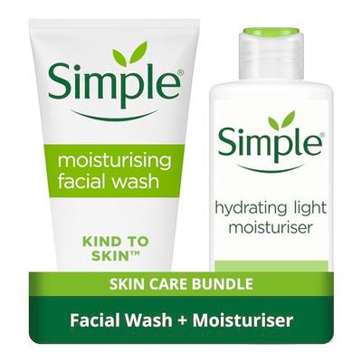 Simple Kind to Skin Skincare Bundle Facial Wash (150 ml) and Face Moisturiser (125 ml) for soft, smooth and healthy-looking skin