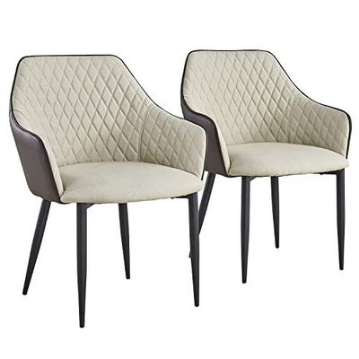 Menzzo Louisa Set van 2 stoelen, beige & bruin