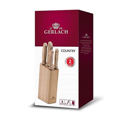 Gerlach G02-959AM-ZENB-05PU-S5S1-03 uppsättning köksknivar i block Country-G02-959AM-ZENB-05PU-S5S1-03, rostfritt stål