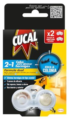 Cucal Insecticida Trampa Hormigas (2 trampas), ataca la colonia, hasta 3 meses de eficacia, máximo poder de atracción, 2 Unidad (Paquete de 1)