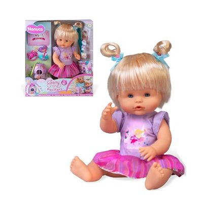 Nenuco NFNB4000 NFNB4000 Sucette de fée avec Cheveux blonds de 35 cm et Corps Dur, Aide à Changer d'étape en livrant Les sucettes aux fées, Comprend 3 sucettes et Accessoires, 3 Ans et Plus