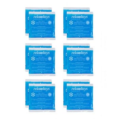 Relaxdays gel pack set van 12, warmte- en koudekompressen, 14 x 13 cm, hot cold packs, eerste hulp, herbruikbaar, blauw