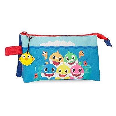 Baby Shark Happy Family Triple Pencil Case Blue 22x12x5 cm Polyester