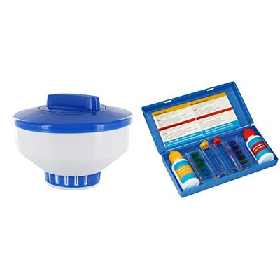 Maxi 79060 Doseur de chlore flottant pour tablettes de 200 g & BSI Test Kit Teste d'eau piscine