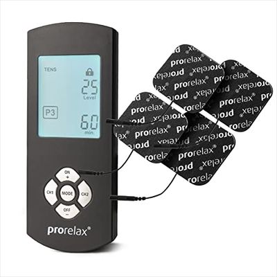 Prorelax TENS/EMS Duo Comfort Blackline | Appareil d'électrostimulation | 2 thérapies avec un seul appareil | Thérapie naturelle contre les douleurs chroniques et pour le développement musculaire