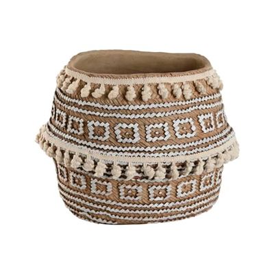 Home ESPRIT Macetero Marrón Beige Cemento Tropical 34 x 34 x 26 cm