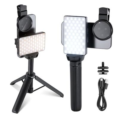 NEEWER BASICS Lampe LED pour Selfie&Tatouage Compatible avec iPhone, Filtre CPL à Clipser, Trépied, Support, Éclairage d'Appoint pour Photographie, Enregistrement Vidéo, Nourriture, Bijoux, BL120B