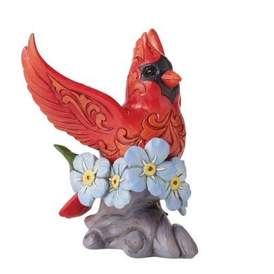 Enesco Jim Shore Heartwood Creek Caring Cardinal Forget-Me-Not - Figura Decorativa, 4.875 Pulgadas, Multicolor