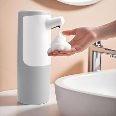 Distributeur de Savon Automatique 450ml Distributeur de Savon, Rechargeable par USB, Distributeur savon mural, avec détecteur de Mouvement Infrarouge, Étanche, pour Cuisine, Salle de Bain et Toilettes