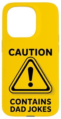 Father's Day, Caution Contains Dad Jokes, Funny Case for iPhone 15 Pro
