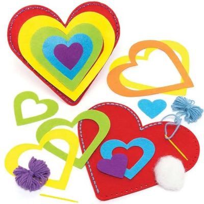 Baker Ross Kit de Costura Cojín de Corazón Arcoíris - Paquete de 2, Actividades Creativas para Niños (FC457)