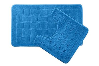 Emma Barclay Orkney antislip badmat en wc-set, polypropyleen, blauw, 50 x 80/50 x 40 cm