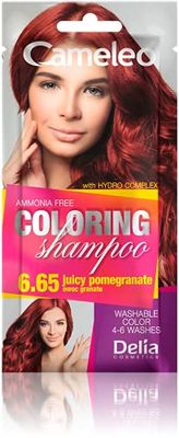 Cameleo Shampooing teinté Juicy Pomegrenate - Rafraîchissement rapide et facile des couleurs « couleur en couleur » - Sans ammoniaque ni oxydant - Shampoing en sachet - 40 ml