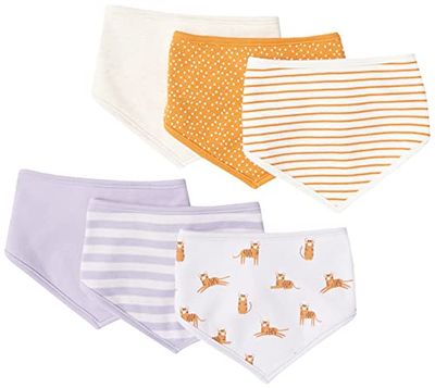 Amazon Essentials Set de Bavoir Mixte Enfante, Lot de 6, Lot de 6 Gros Chats Lilas, Taille unique
