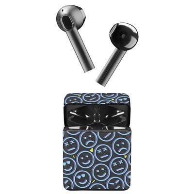 Music Sound - SHOWY - Auricolari TWS Bluetooth a Capsula, con Custodia di Ricarica in diverse Fantasie - Play Time 15 Ore - Comandi sugli auricolari per gestire musica e chiamate - Fantasia Smile