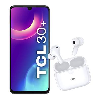 TCL 30+ - Smartphone Dual Sim + Auricolari Wireless TCL 108, Display 6.7" AMOLED 60 Hz, FULL HD+, 128 GB, 4GB RAM, Tripla Camera da 50 Mpx, Android 12, Batteria 5000 mAh, Muse Blue [Italia]