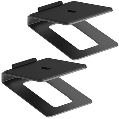 my wall HS33-1L - Support de Haut-Parleur pour Plateau de Table - 2 Supports de Haut-parleurs avec Tapis Anti-Vibration, Angle d'inclinaison de 16 °, Charge maximale de 10 kg, pour Enceintes PC ou