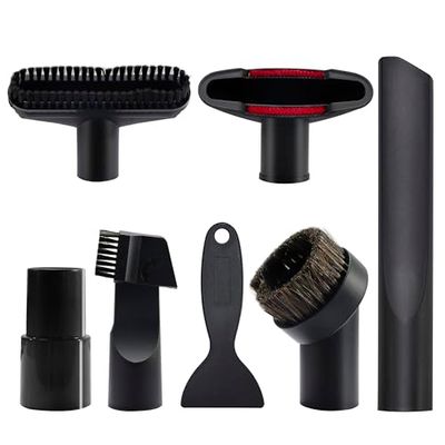 Vonsera 7-piece vacuum cleaner accessory set, universal nozzles 32-35 mm, including crevice nozzle, car nozzle and upholstery brush, for Kärcher, Miele, Bosch, Siemens and etc., ideal for pet hair and