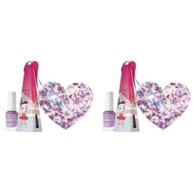 Bluesky Christmas Kids Nail Varnish Bauble – Festive Fairy, Pink Multicolour Glitter. Easy Peel-off, Non-Toxic, Water- based, Odour-free Nail Polish for Kids, 5ml (Pack of 2)