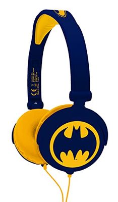 Lexibook-HP015BAT Lexibook Warner Batman-Cuffie Stereo, Alimentazione a Misura di Bambino, Pieghevole e Regolabile, Blu/Arancione, Colore, Medium