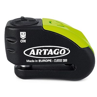 ARTAGO 30 x 14 Cadeado disco de motocicleta com alarme Don't Touch 120 dB, alta gama homologada para senhora e Sold Secure Gold, fecho duplo ø14 Bunker Selection, sem ou com alarme, pinça anti-roubo