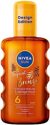 NIVEA SUN Tropical Bronze Ölspray LSF 6 (200 ml), Sonnenschutz für langanhaltende Bräune ohne Selbstbräuner, Sonnenspray mit Carotin-Extrakt und Vitamin E