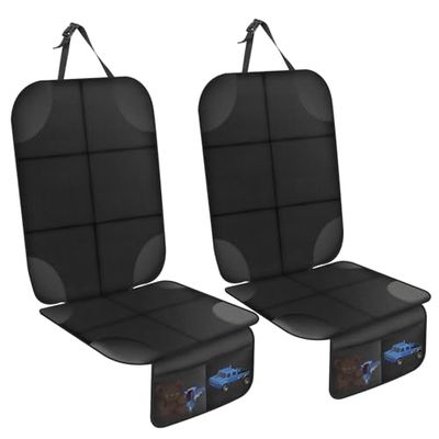 AiQInu 2 Pièces Protection Siege Voiture/Auto pour Enfant Compatible ISOFIX Imperméable et Antidérapant avec 2 Poches de Rangement pour SUV, Berline, Coffre, en Cuir Et Tissu