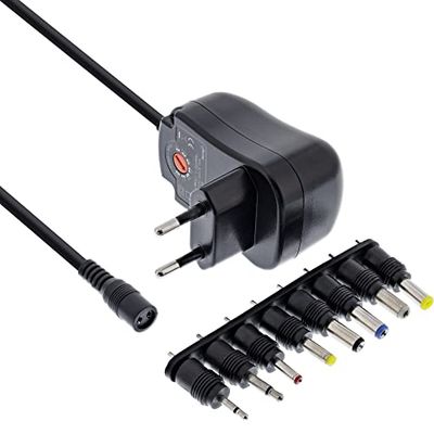 InLine® Uniwersalny zasilacz sieciowy z wtyczką 12 W, 110-240 V na 3-12 V, maks. 1200 mA